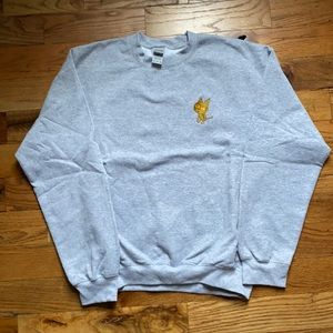NWOT Gray Crewneck Sweatshirt with Cat Embroidery